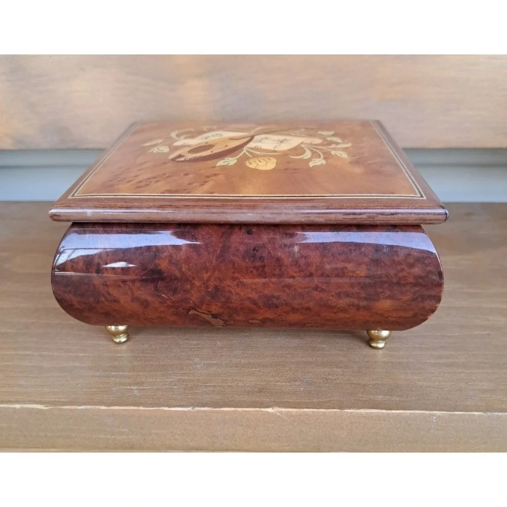 Vintage Gabriella Sorrento Italy Inlaid Wood Music Box Jewelry Case Handcrafted